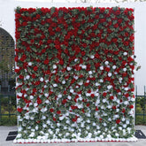 Aperturee - Aperturee Red White Rose Leaves Faux Flowel Wall Wedding Decor